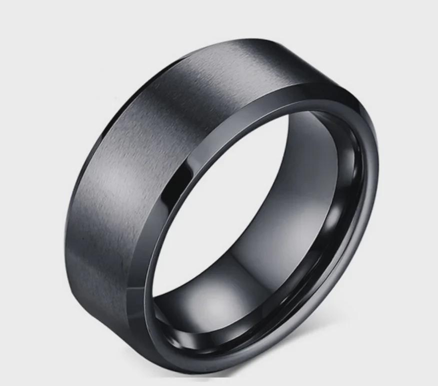 Men's European and American Frosted Diamond Stainless Steel Titanium Ring