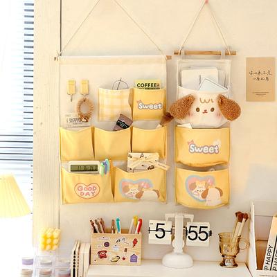Storage Hanging Bag Behind The Door Dormitory Cute Wall Bedside Mobile Phone Hanging Pocket Wall Hanging Fabric Multi-grid