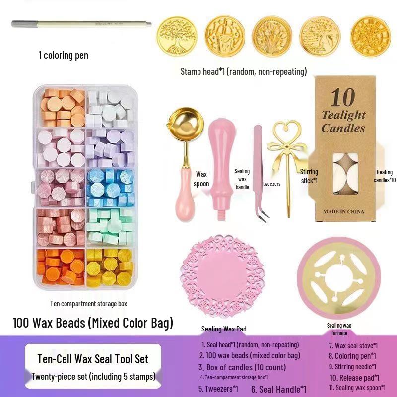 Luxury Student Wax Seal Stamp Set: Includes Seal Head, Melting Pot, and Stamp Spoon.