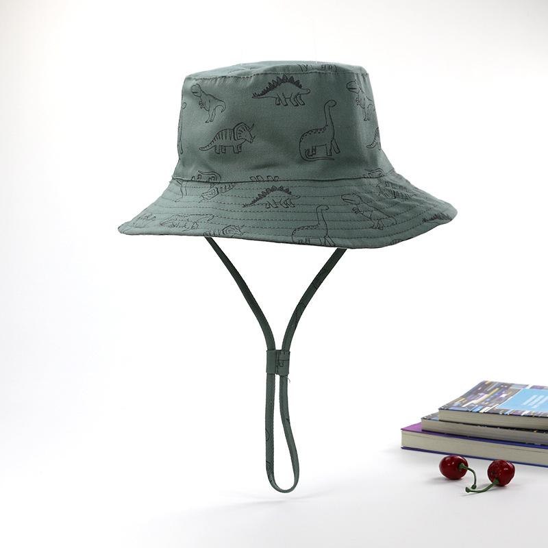 Hutumfang 50CM Neuer Frühling und Sommer Kinder Fischerhut Cartoon Dinosaurier Druck Baby Sonnenhut Große Krempe