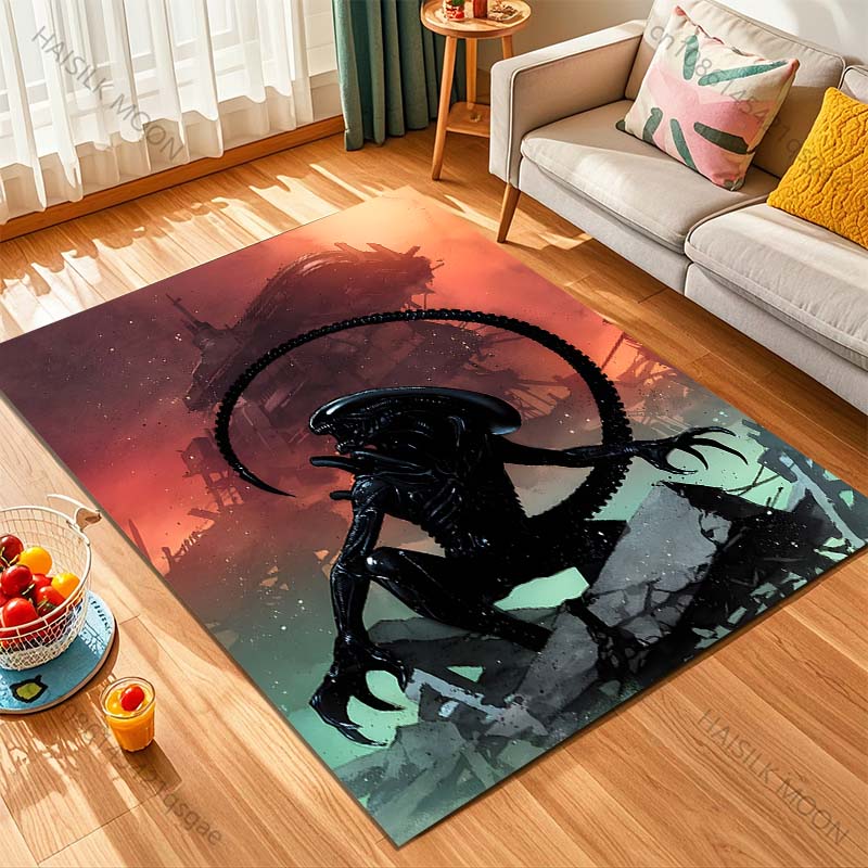 1PC Alien creature ruins sky Print Carpet Rug for Living Room Bedroom Sofa Doormat Home Decor Non-slip Floor Mat
