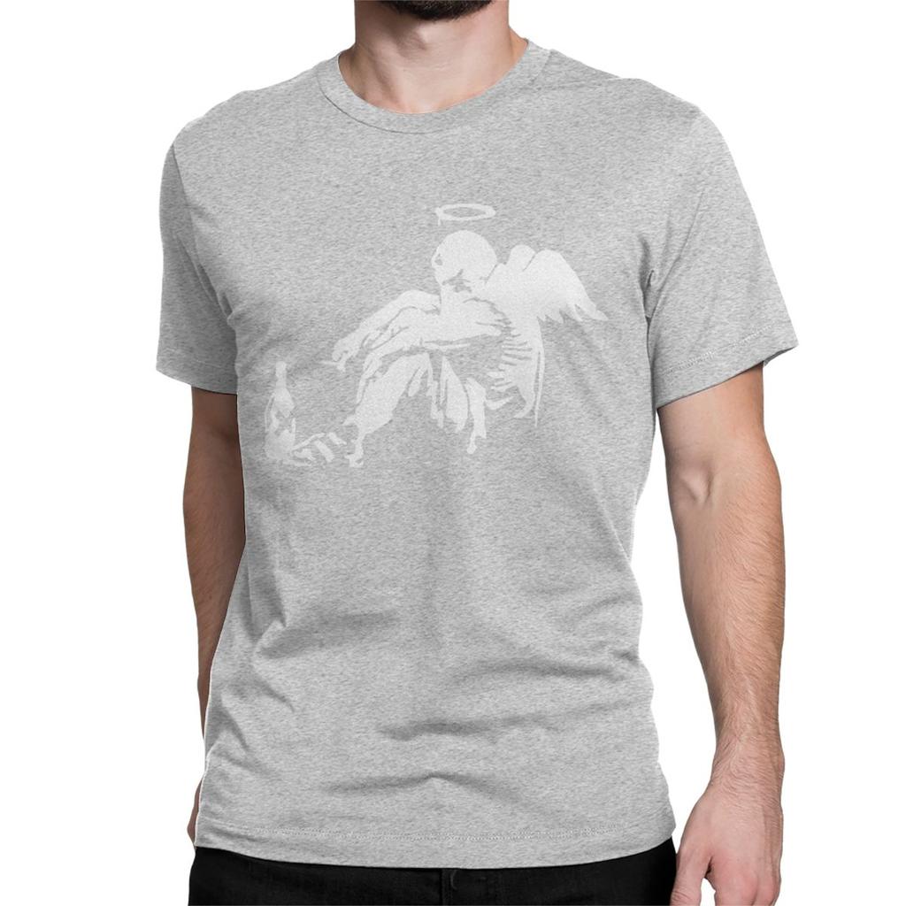 Banksy Fallen Angel T Shirt for Men Women Pure Cotton Vintage T-Shirt Round Collar Tee Shirt Short Sleeve Clothes Birthday Gift