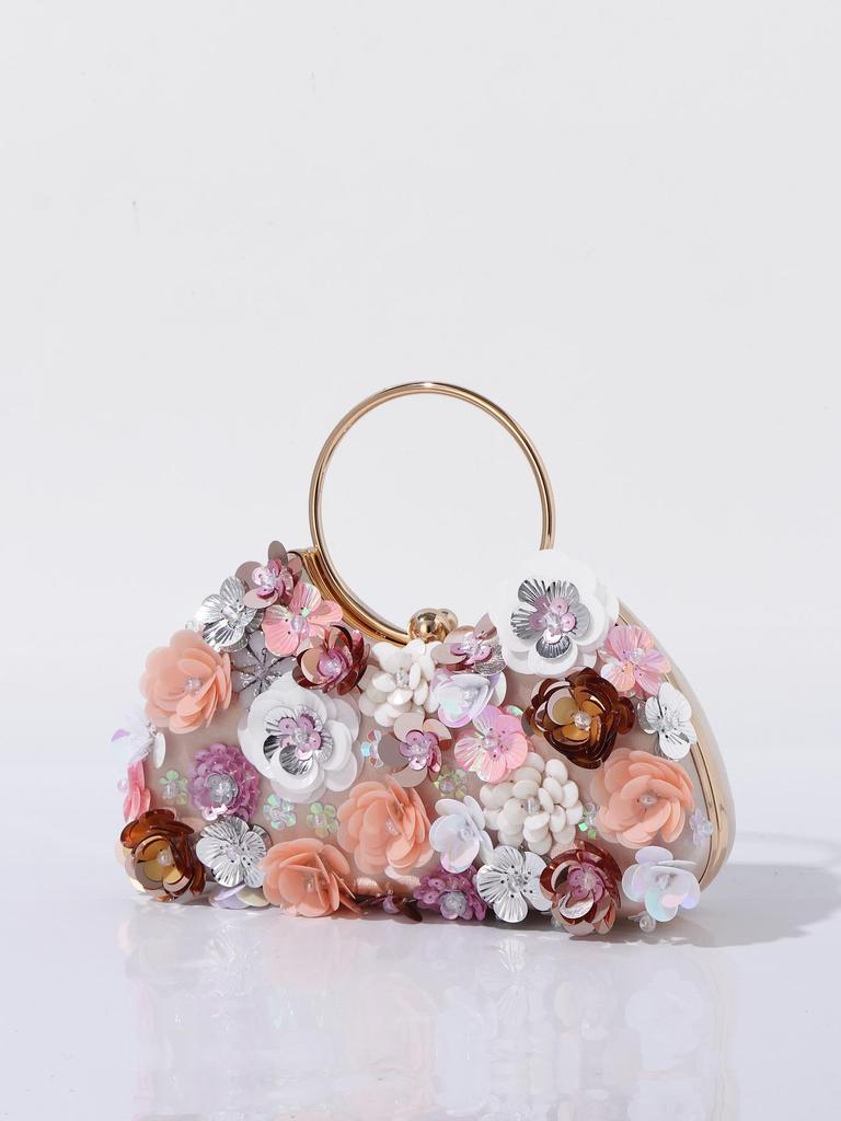Handgefertigte Perlen-Blumen-Clutch für Hochzeiten und Partys