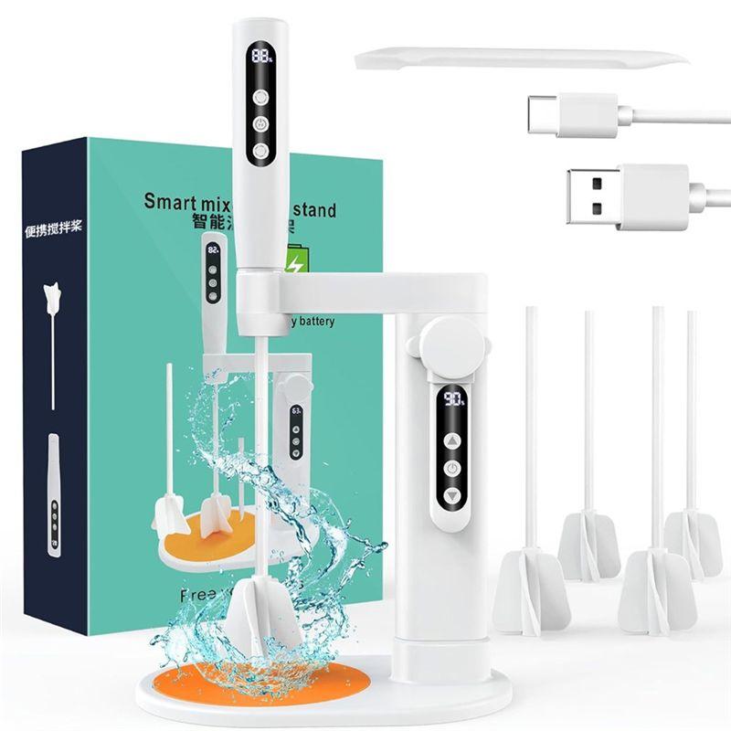 A84E-Electric Resin Mixer Epoxy Resin Mixer With Hands-Free Resin Mixer Bracket, Soap Making, Etc 100V-240V EU Plug Type C белый