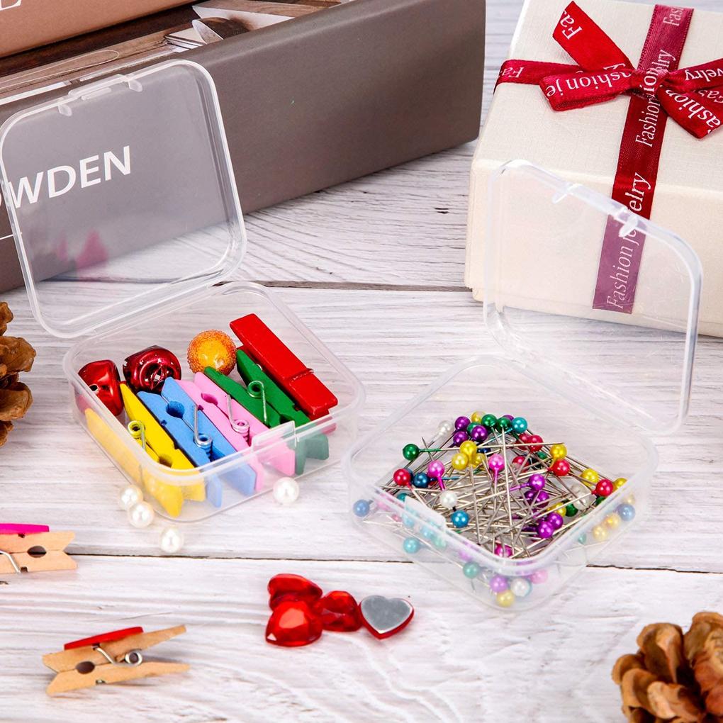 Aufbewahrungsboxen für Perlen, quadratisch, transparent, leicht, nicht spröde, mit glatten Kanten, kleine Behälter mit Deckel, DIY, durchsichtige kleine Kunststoffbox