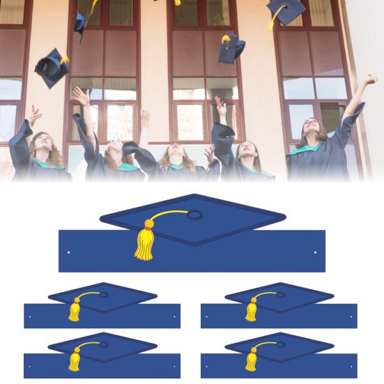 5 Stück Arzthüte aus Papier, Unisex, 3D, Einweg, verstellbare Größe, Abschlussfeier, Foto-Requisite, Abschlussfeier, Bachelor-Stirnband, Master-Akademische Kappe