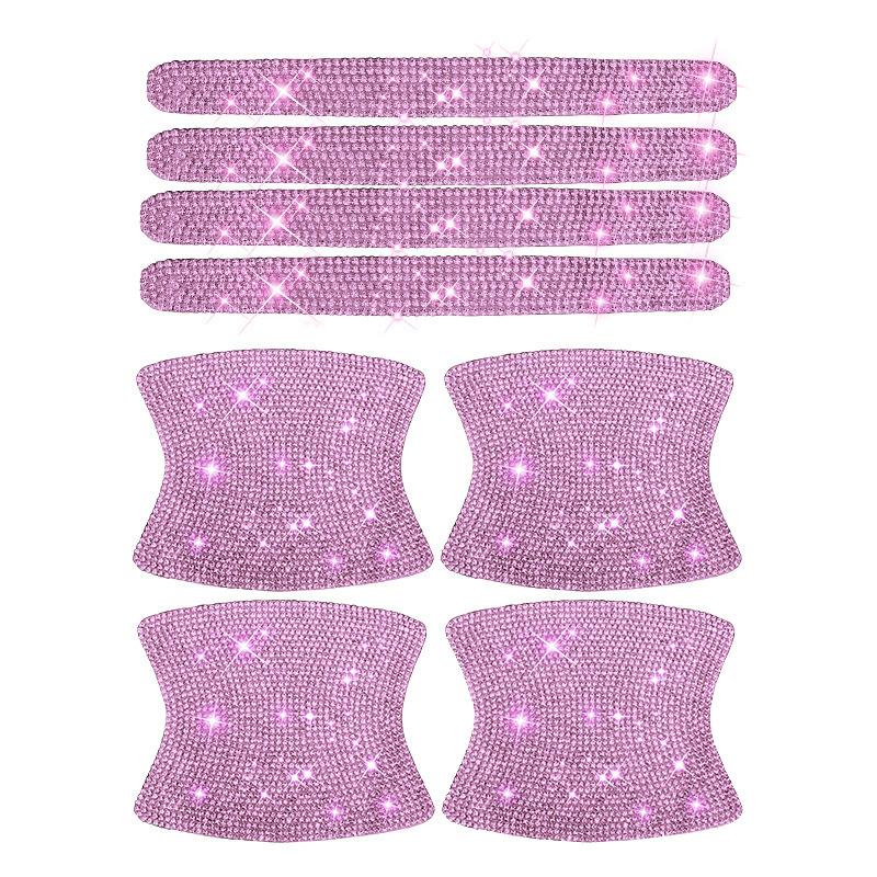 Autocollants de poignée de porte de voiture en strass, autocollants de protection de poignée de porte à paillettes en cristal, autocollants de sécurité anti-rayures réfléchissants pour voiture