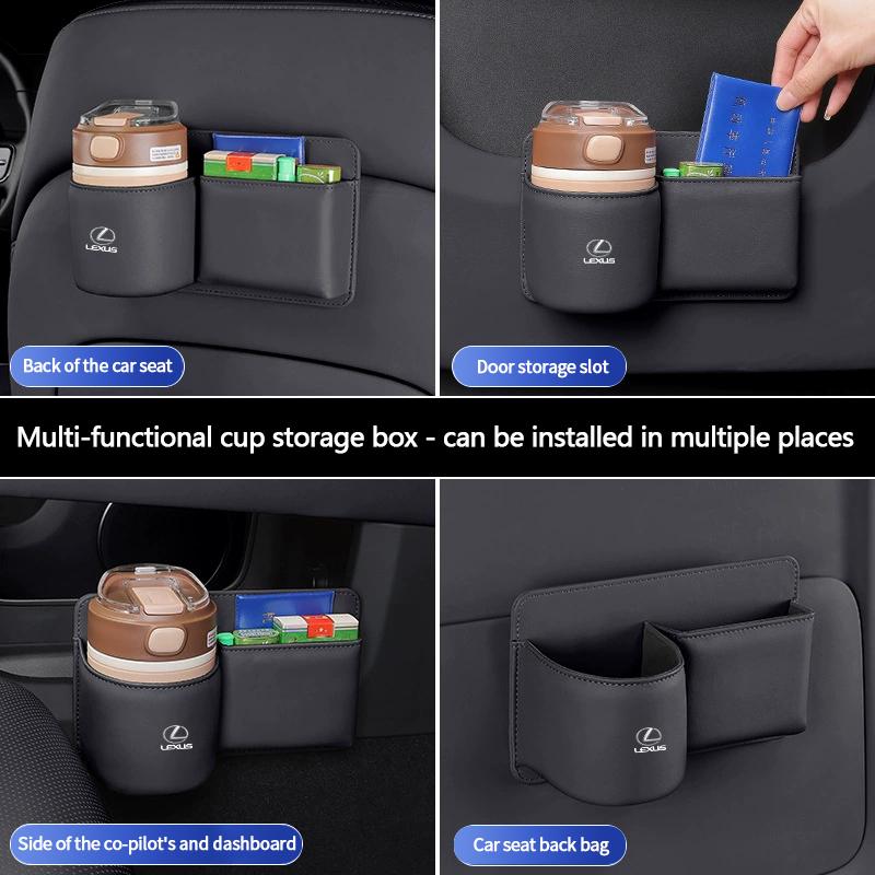 16x10cm PU Leather Car Door Edge Storage Box Cup Holder Drink Bin Phone Holder Bag In-Car Trash Can Interior Decoration