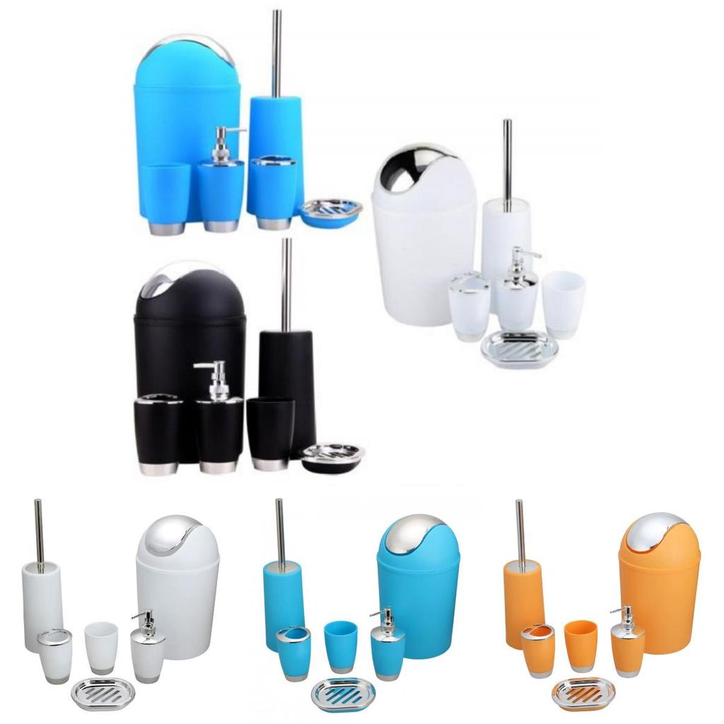 Badezimmerzubehör Sechsteiliges Kunststoff-Waschraumset mit Zahnputzbecher und Aufbewahrung für Geschenk und Büro