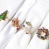 1PCS Christmas Tree Napkin Ring Festiva Table Napkin Buckle Diamond Deer Crafts Holder Handmade Party Dinner Supplies Decorative
