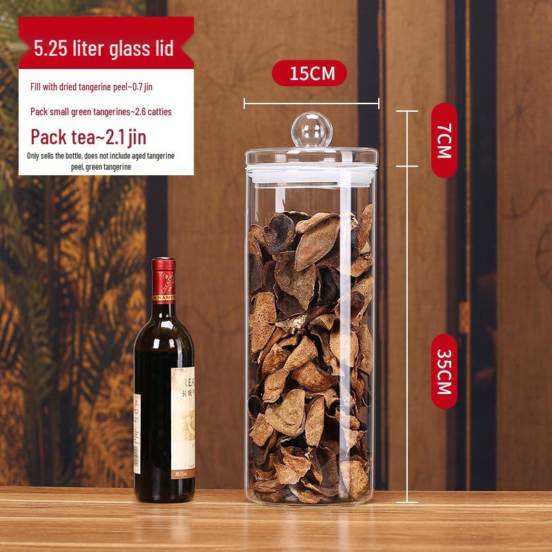 Large Glass Food-Grade Storage Jar for Dried Tangerine Peel and Tea Sealed for Freshness