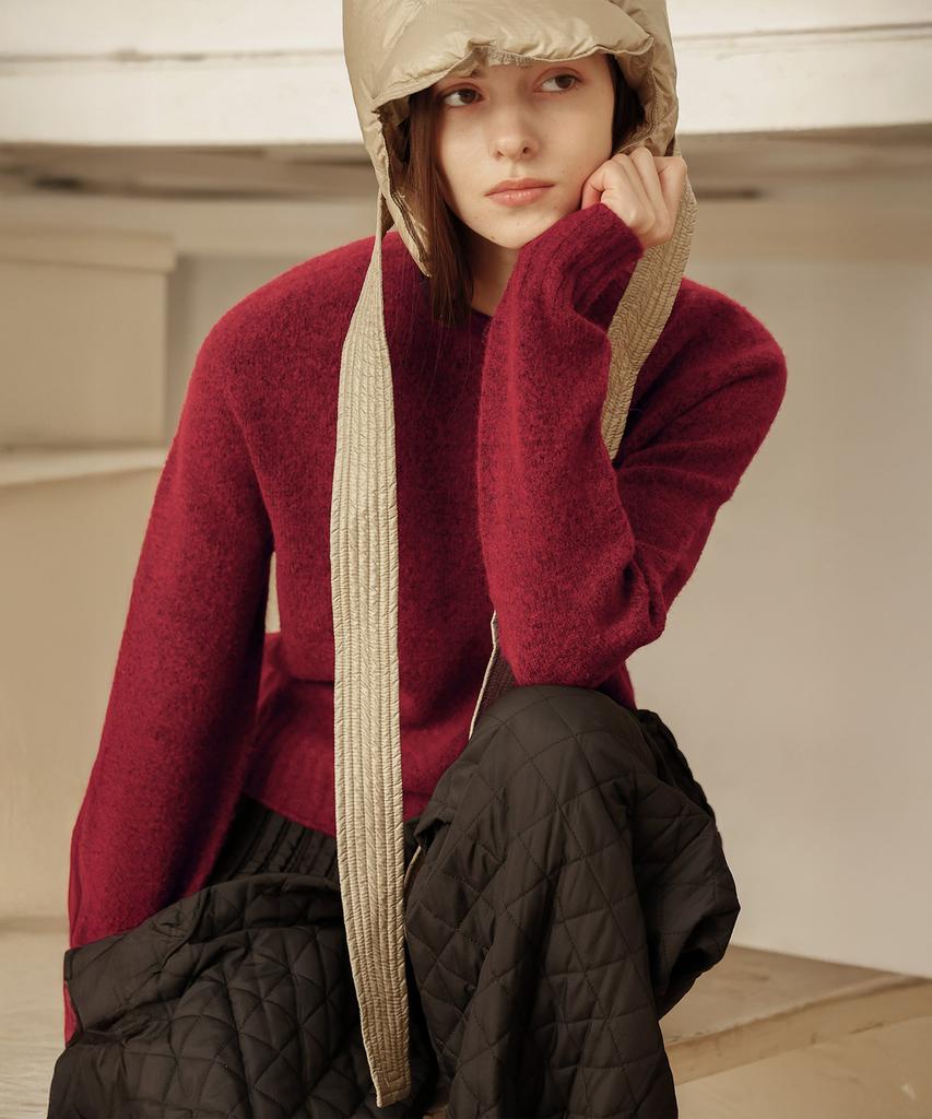 Waiowai Crew Neck Basic Knit_Wine