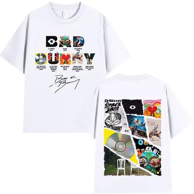 Raper Bad Bunny Trasa 2025 Album Merch Koszulki Debi Tirar Mas Fotos DTMF Graphics Koszulki Unisex Hip Hop Oversize T-shirty Lato