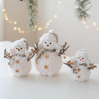 1pc Golden Plush Knitted Christmas Snowman Ornament Decoration Christmas Desktop Ambience Ornament Gift for Family and Friends