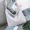 Women Solid Color Canvas Shoulder Bag Adjustable Strap Handbag Storage Pouch