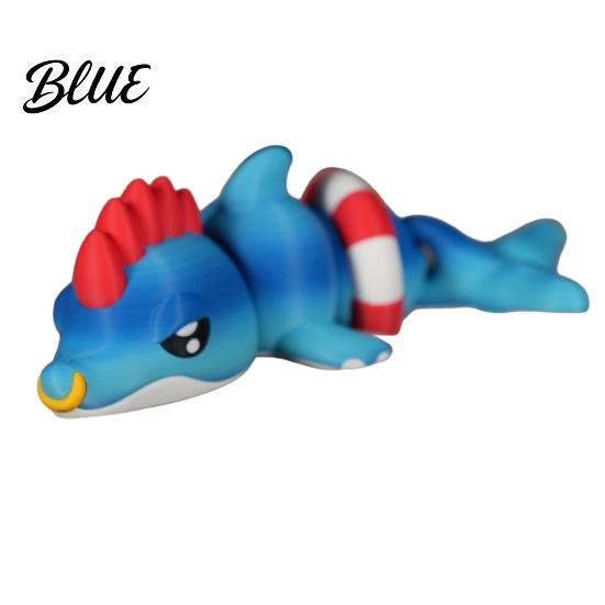 Sea Animal Toy 3D Printed Articulated Dolphin Figurine Swim Ring Fidget Toy Flexible Joints Decor for Backpack Handbag Purse Charm Swimming