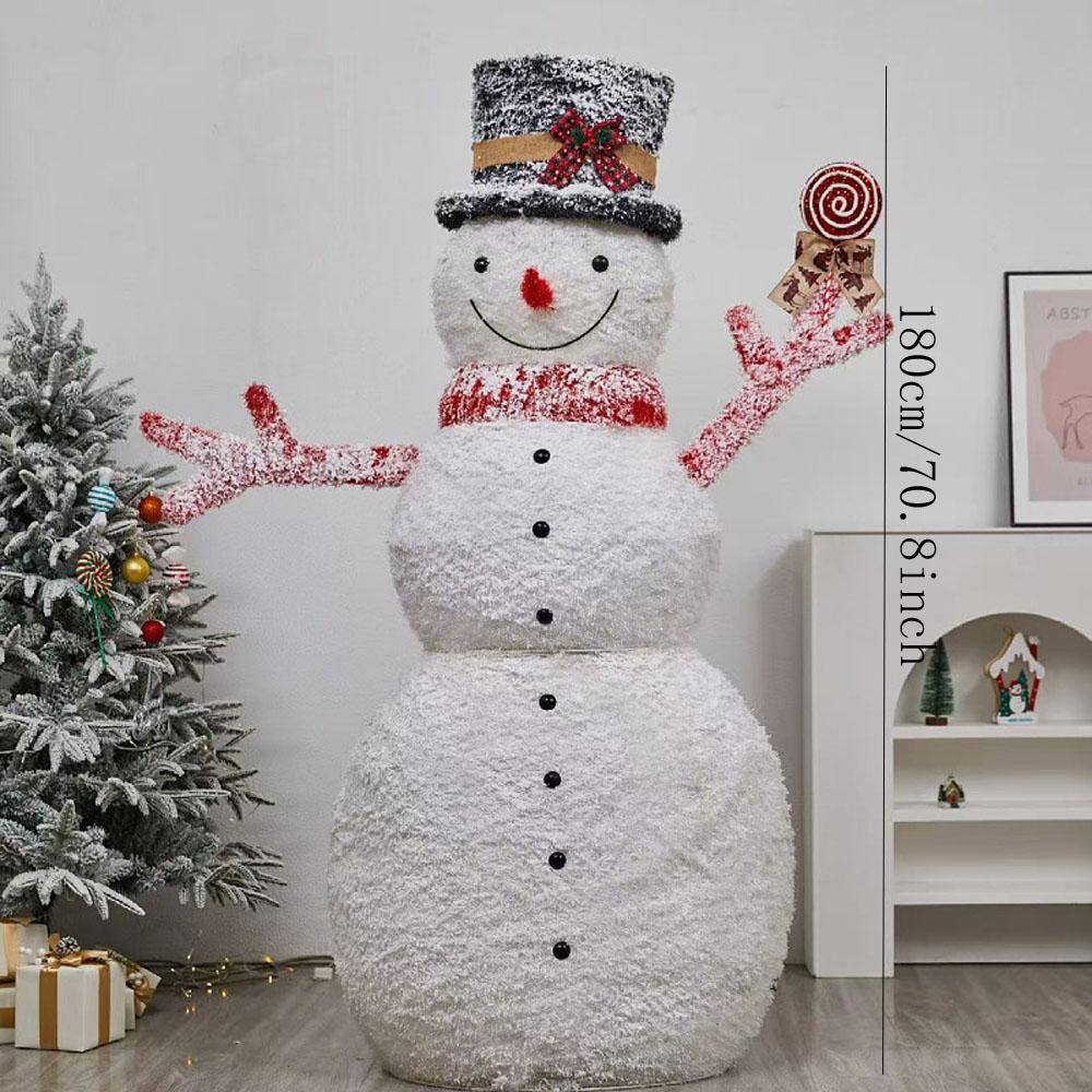 Lighted Snowman for Christmas Decoration,Flocked Snowman Decor with LED Lights, Glittered Standing Holiday Display for Outdoor