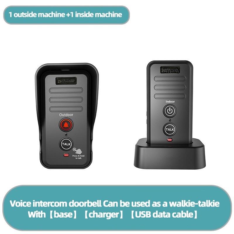 1-2 Mile Range 3 Volume Levels Rechargeable Voice Intercom Doorbell Wireless Doorbells Waterproof Electronic Intercom System