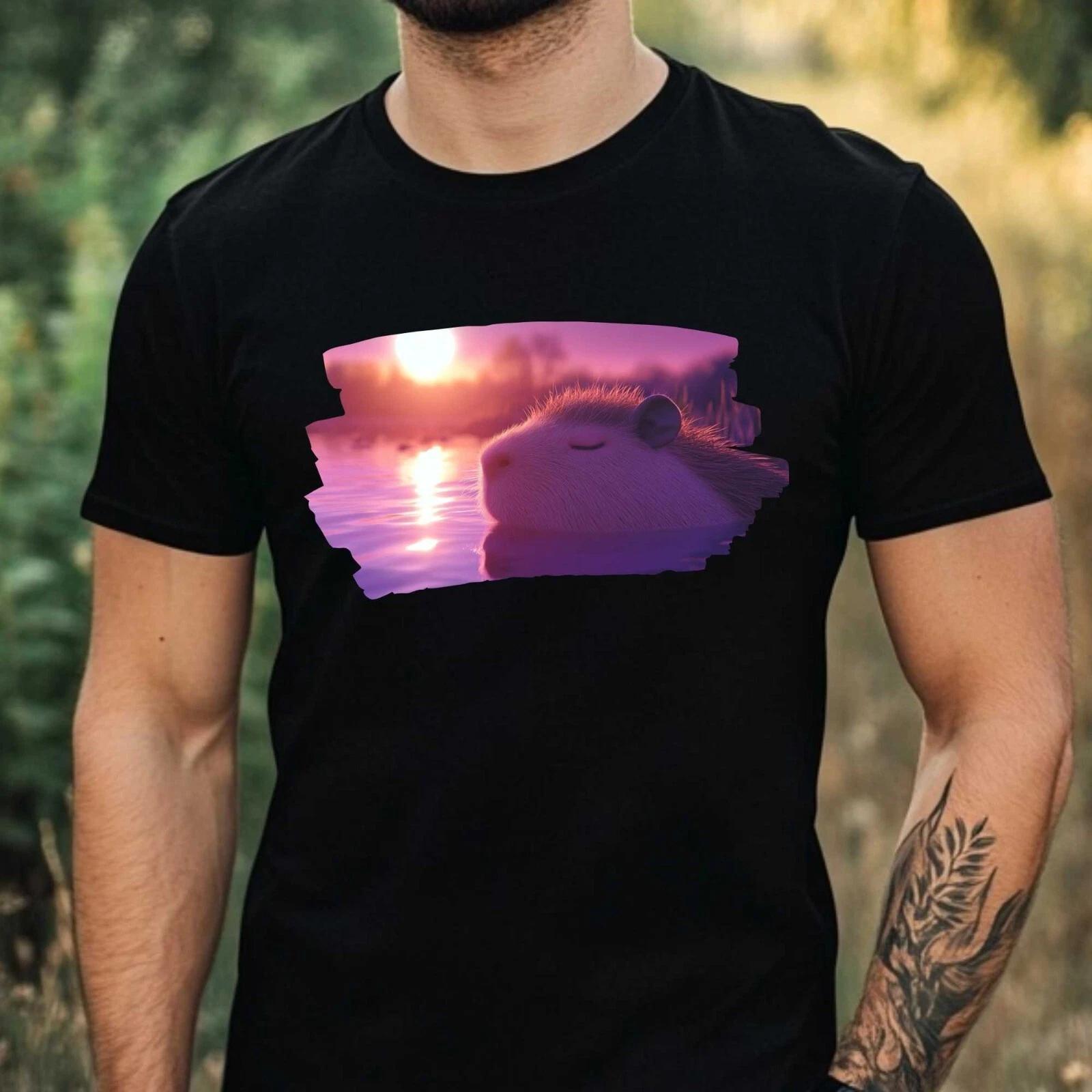 T-Shirt Herren Capybara Motiv Baumwolle Größe XS bis 5XL S