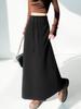 Women's Black Knit Skirt - 2026 Spring Arrival: Versatile Slimming Midi with Slit and Sticky Rice Hip Wrap.