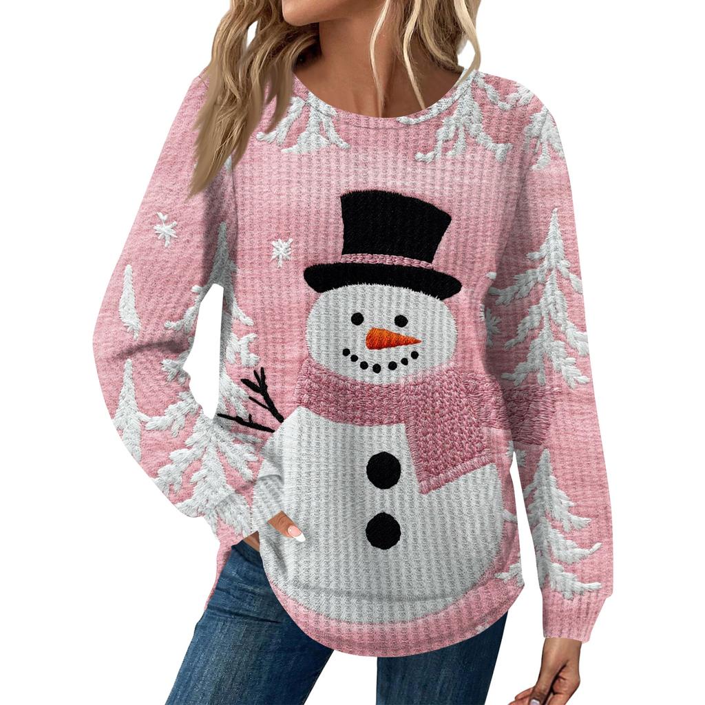 Dámská móda Dlouhý rukáv Vánoční Volný Dlouhý rukáv Kulatý výstřih Ležérní Top
