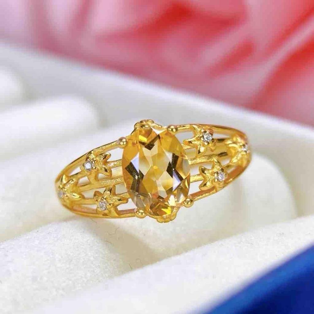 2025 Women's Fashion Yellow Crystal Ring with S925 Silver