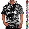 Sudadera con Capucha para Hombre Estampado de Camuflaje Manga Raglán Casual Pesca Deportiva Protección Solar Manga Corta Ligera Transpirable Camisa para Exteriores