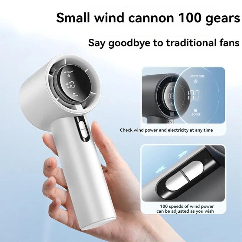 Portable Handheld Turbo Fan High-capacity Lithium Battery Personal Fan Motor Adjustable 100 Gears for Indoor and Outdoor Use