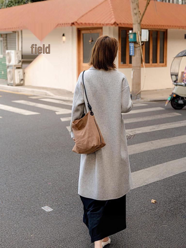 Palton elegant din cașmir dublu-față 2025 cu guler rever pentru toamnă/iarnă