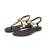 Bohemian toe herringbone sandals women's 2025 summer new one-word buckle outer wear Roman sandals