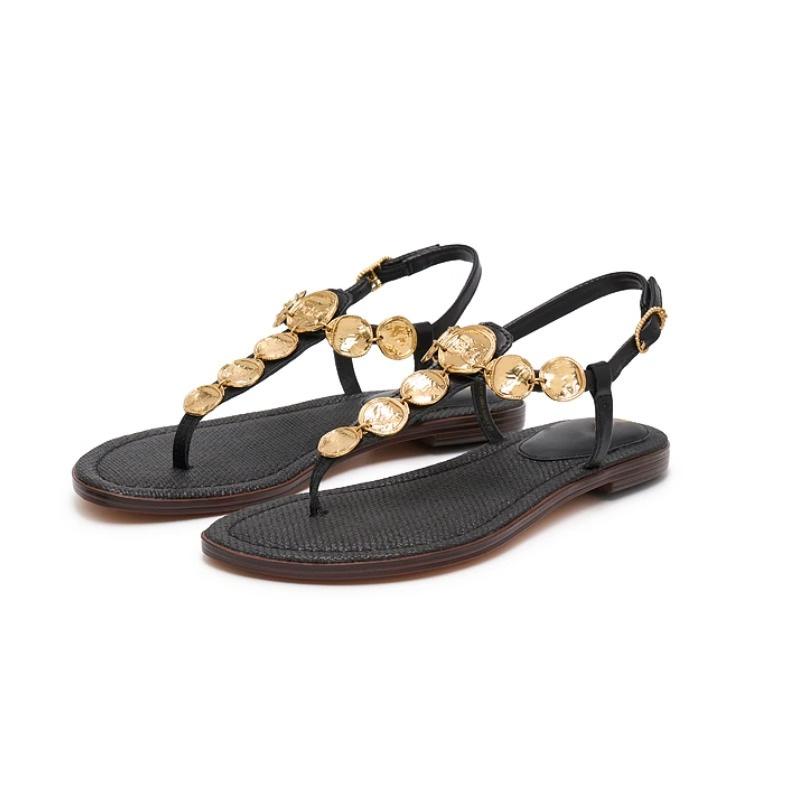Bohemian toe herringbone sandals women's 2025 summer new one-word buckle outer wear Roman sandals
