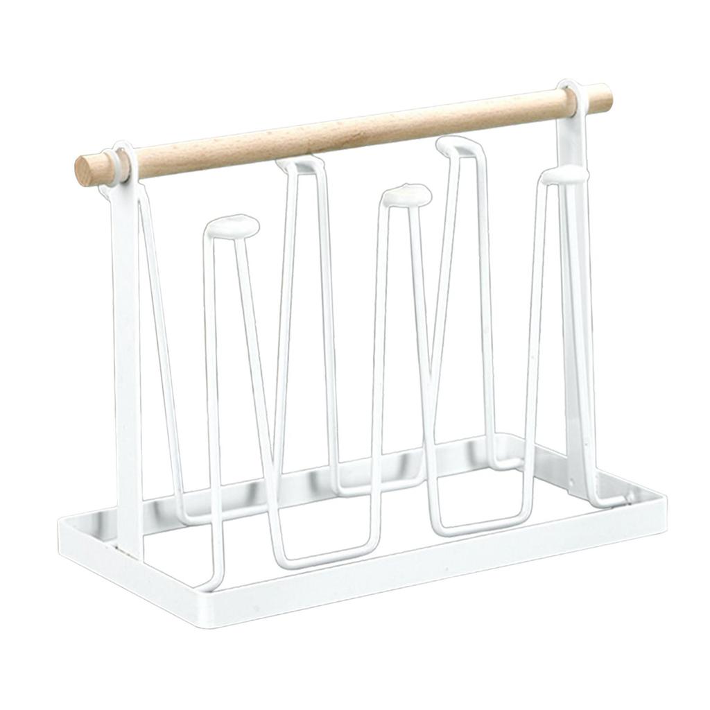 Bottle Rack Glass Cup Holder Stand Tree Drainer with Metal And Wood Construction Quick