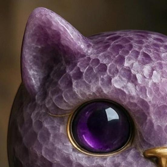 Handmade Cat Stone Imitation Crystal Cat Head Sculpture Resin Healing