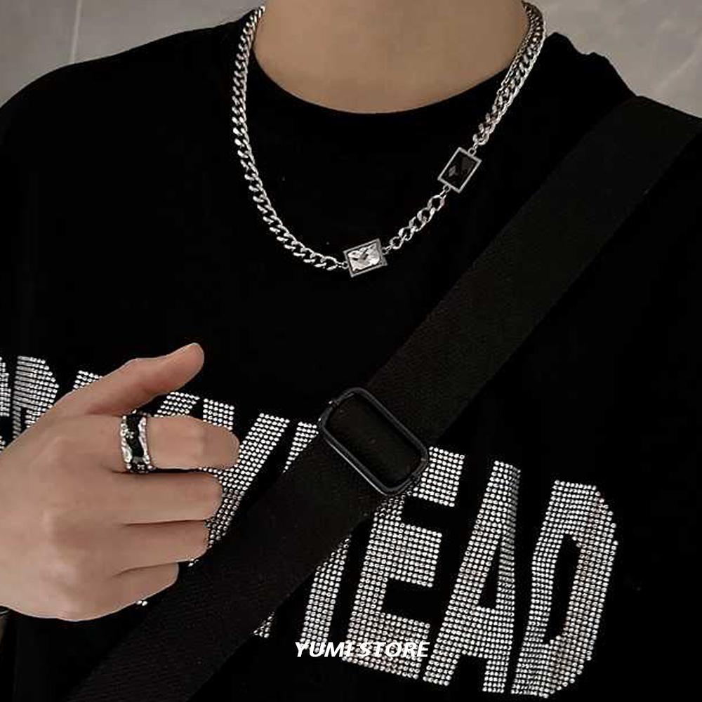 2024 Titanium Steel Square Necklace For Women Men Neutral Punk Collar NK Chain Choker  Korean Fashion Kpop Accessories