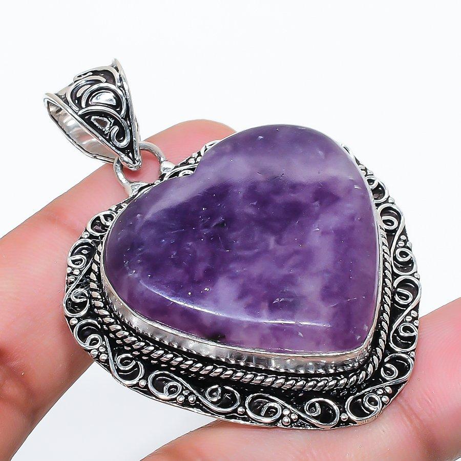 Natural Lepidolite Gemastone 925 Sterling Silver Jewelry Pendant 2.17 AP-14435