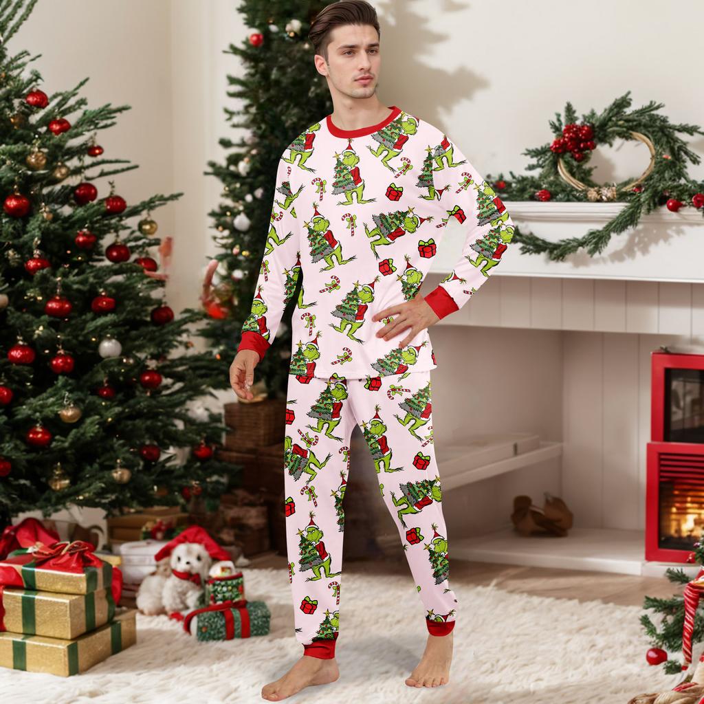 Christmas Print Cute Family Set Pajamas, Home Clothes, Family Set Long Sleeve Top Pants Set