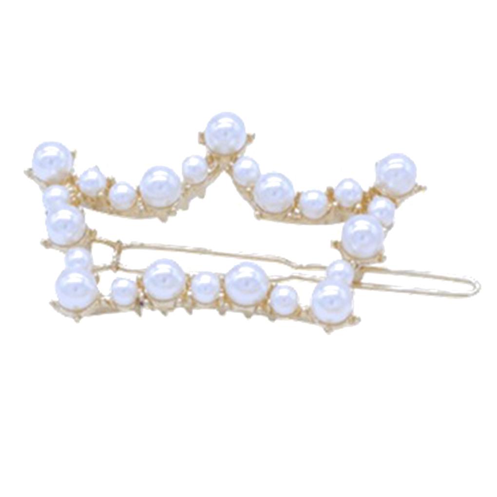 Women Barrettes Headwear Alloy Pearls Geometric Hollow Hairpins Hair Clips Head Ornaments Gift