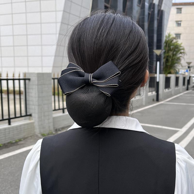 Head Flower Female Vocational Nurse Hairnet Bank Flight Attendant Special Disc Hair Net Pocket Bow Hairpin Tooling Headdress