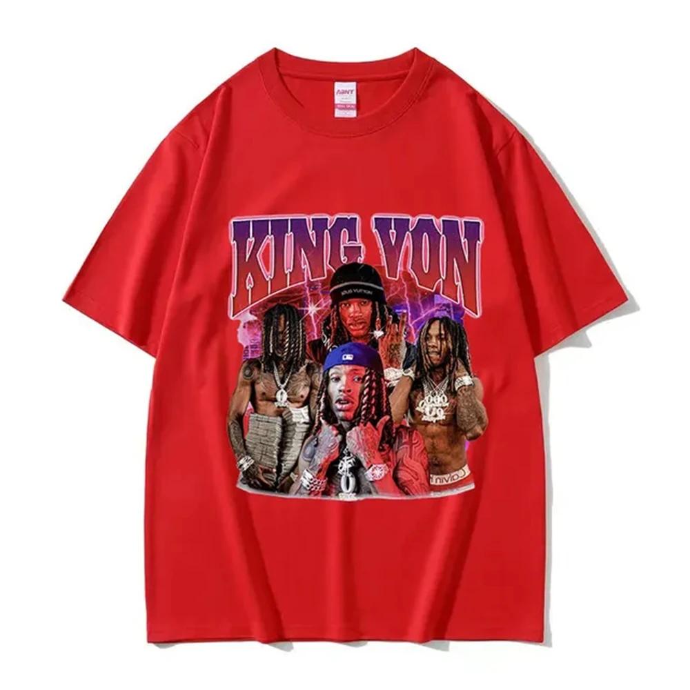 Rapper K-King Von Graphic T Shirt Men's Hip Hop Gothic Fashion Short Sleeve T-shirts Oversized T-shirt Streetwear 80312