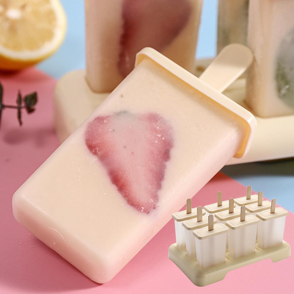MIT Square Shape Ice Cream Mold DIY Handmade Dessert Fruit Maker Reusable Ice Cube Tray Popsicle Home Ice Cream Maker