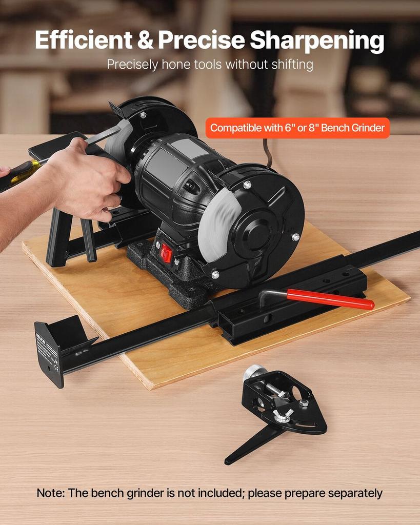 Multi-Grind Sharpening System, Vari-Grind Pro Sharpening Jig Kit for 6" & 8" Bench Grinders with Platform, Long Support Arm & Fingernail Gouge Jig,