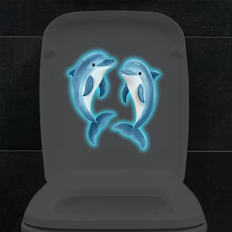 Glow-In-The-Dark Girl Dolphin Toilet Sticker Luminous Self-Adhesive Vinyl Wall Sticker Bathroom Wall Or Window Decoration