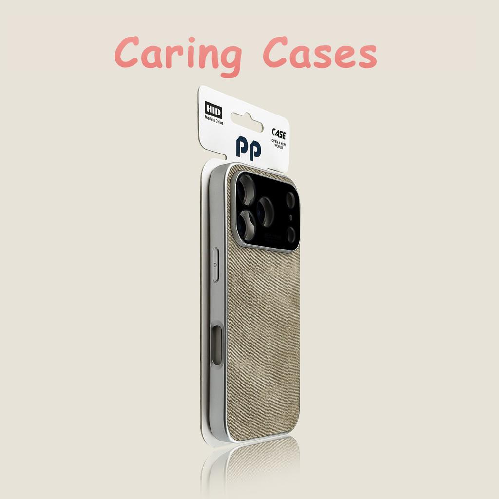 for iPhone 17 Pro Max Case Khaki Large Window Denim Apple Design Shockproof Full Cover compatible with iPhone 16 15 14