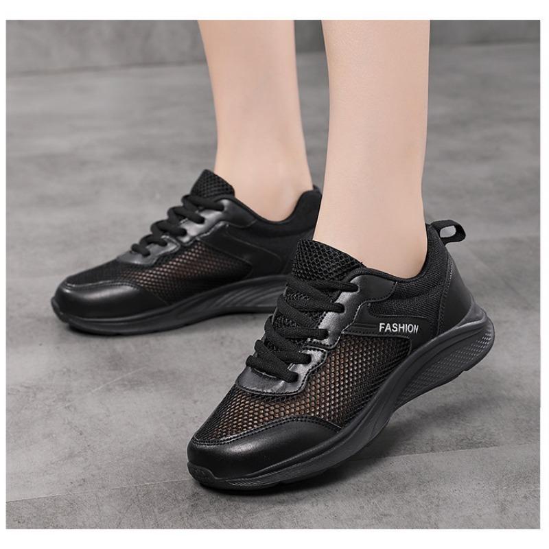 Summer New Korean Casual Sports Shoes for Women Lightweight Soft Soled Hollowed Out Breathable Student Running Shoes