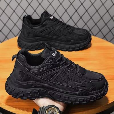 Spring Men's Casual Sports Shoes Breathable Mesh Lightweight Sneakers Outdoor Black Running Shoes Thick Sole Walking Shoes