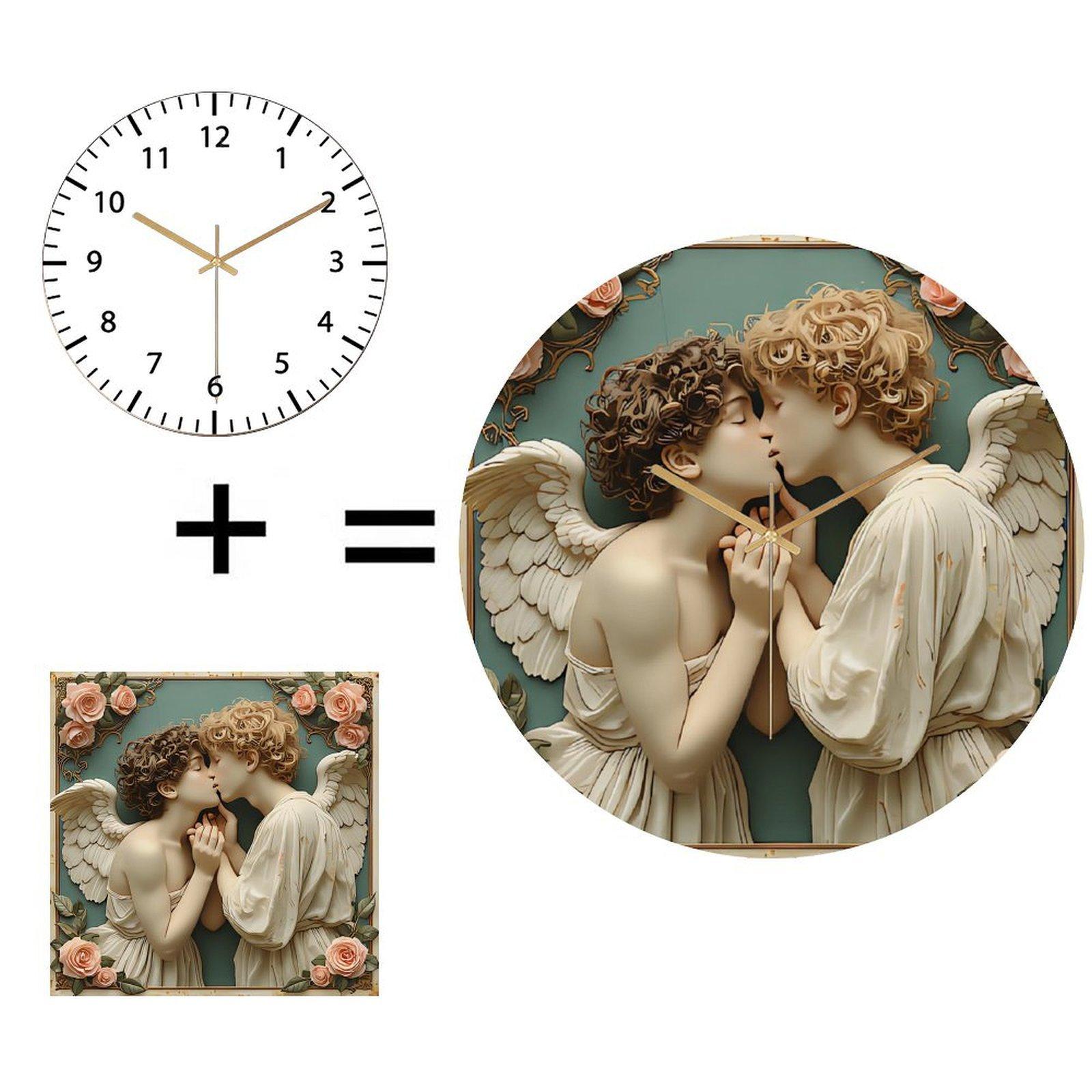 Contemporary Round Glass Wall Clock 30cm Silent Quartz Movement Custom Design for Office Reception 12 in(30.48cm)