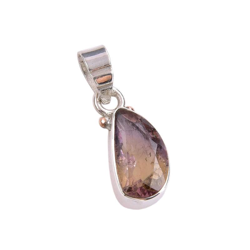 Pierre Précieuse Amétrine Naturelle Fait Main Argent Sterling Massif 925 Pendentif 1" L5b27