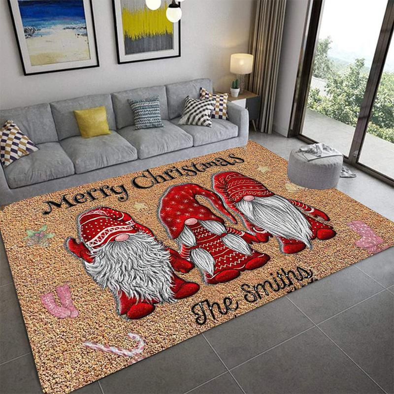 C-Christmas Dwarf Print Carpet Door Mat Living Room Bedroom Non-slip Carpet Home Decoration Floor Mat New Year Gift