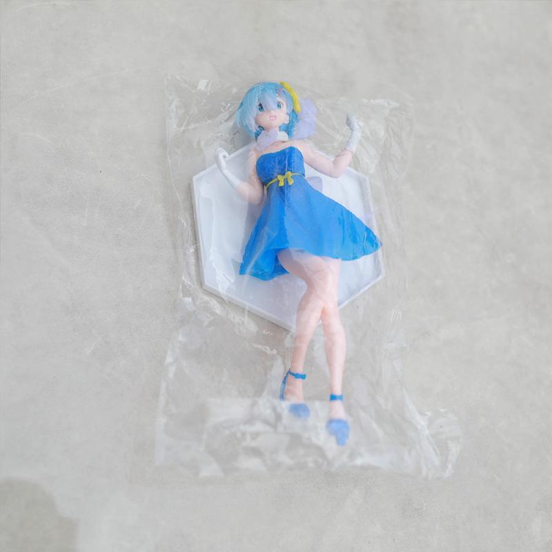 BANDAI Rem Anime Figure Re:Zero kara Hajimeru Isekai Seikatsu Kawaii Re Crystal Dress Blue White Cute Model Doll Static Toys