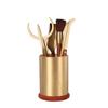 Wooden Tea Tools Set With Brass Accents Chinese Gongfu Accessories Puer Ceremony